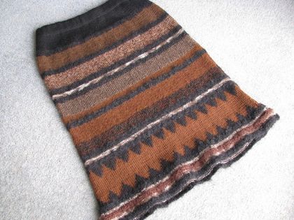 Hand Knitted Skirt - Black/Brown